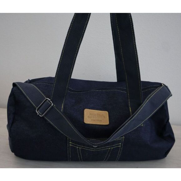 Jean Paul Gaultier Unisex Blue Pour Vous Denim Weekender Gym Travel Duffle Bag - Picture 8 of 9